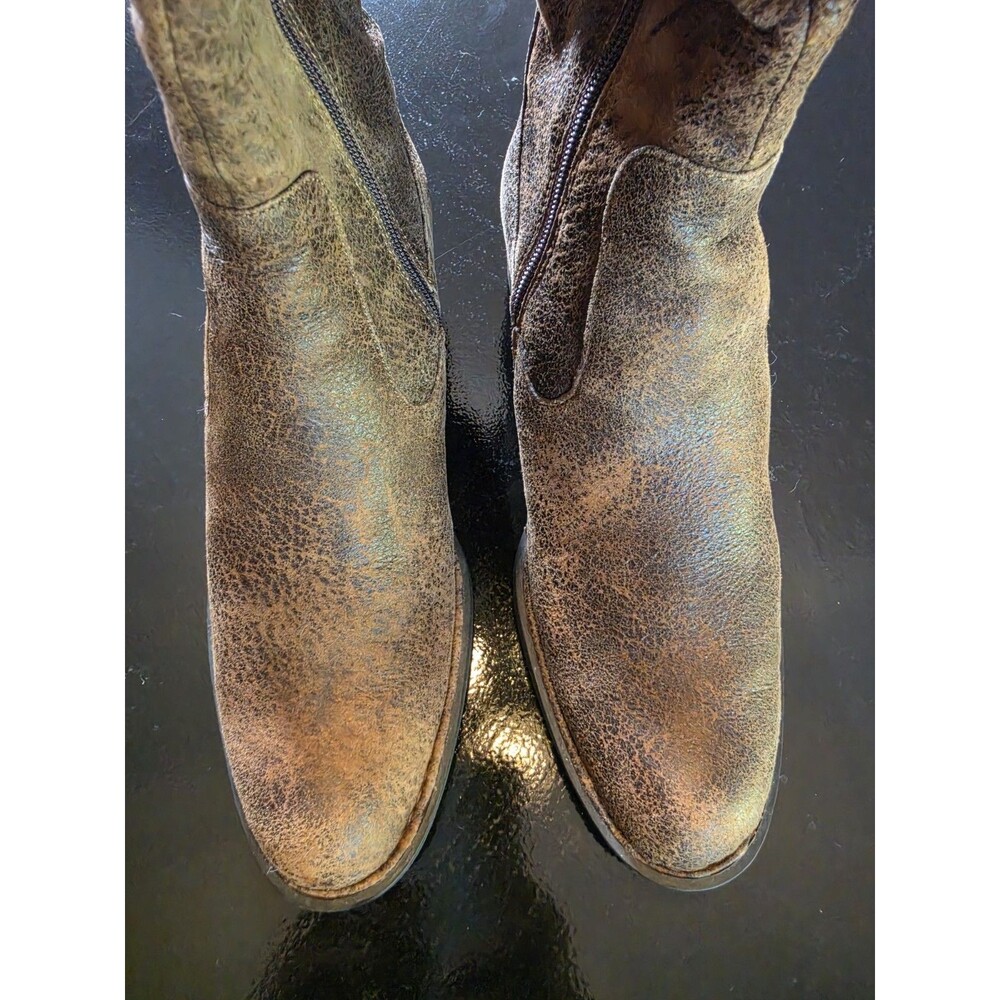Born Crown Distressed Leather Riding Boots Womens 8 M 39 Knee High Brown W61724 - Picture 2 of 12